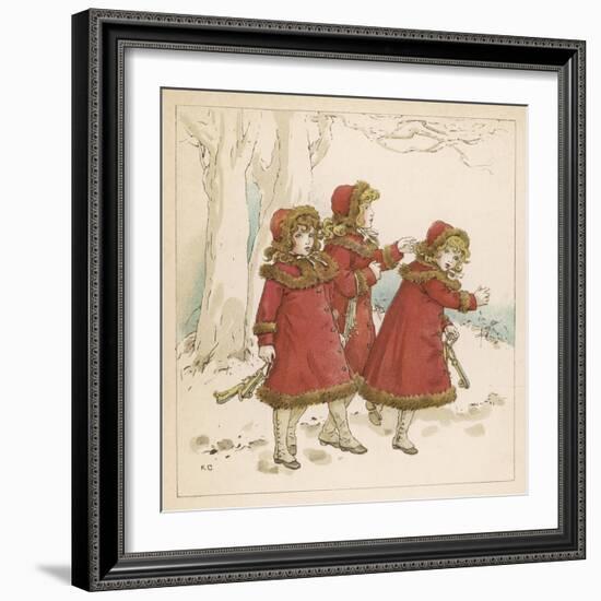 Three Girls in Snow 1900-Kate Greenaway-Framed Art Print