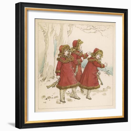 Three Girls in Snow 1900-Kate Greenaway-Framed Art Print