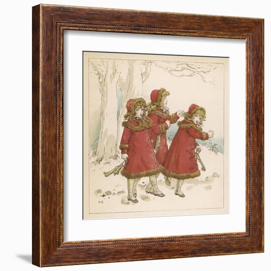 Three Girls in Snow 1900-Kate Greenaway-Framed Art Print