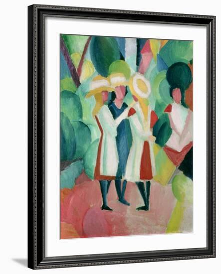 Three Girls in Yellow Straw Hats, 1913-Auguste Macke-Framed Giclee Print