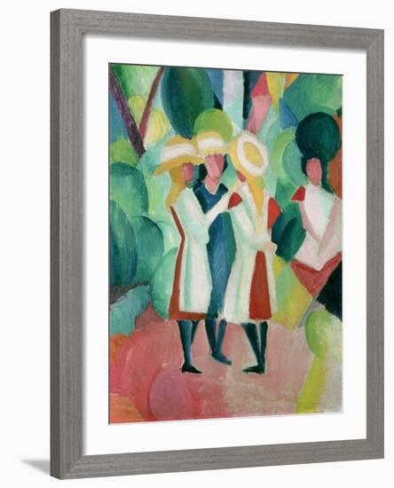 Three Girls in Yellow Straw Hats, 1913-Auguste Macke-Framed Giclee Print