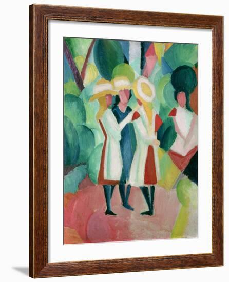 Three Girls in Yellow Straw Hats, 1913-Auguste Macke-Framed Giclee Print