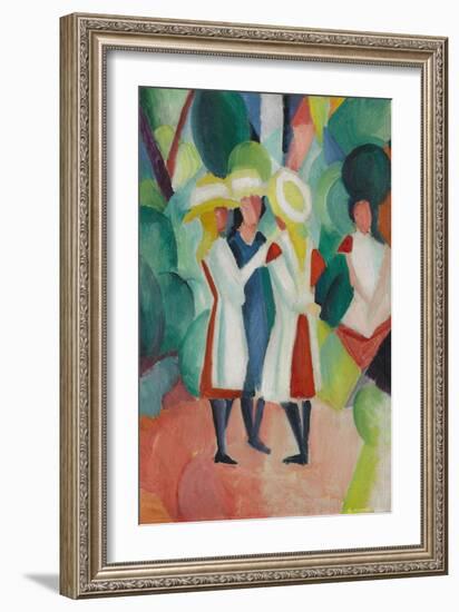 Three girls in yellow straw hats I. 1913-August Macke-Framed Giclee Print