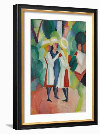 Three girls in yellow straw hats I. 1913-August Macke-Framed Giclee Print