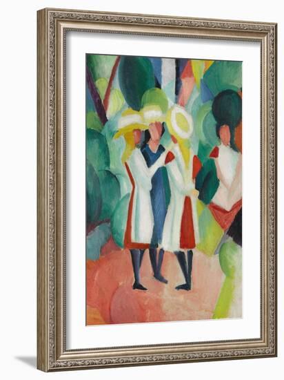 Three Girls in Yellow Straw Hats I-Auguste Macke-Framed Giclee Print