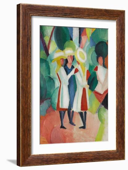 Three Girls in Yellow Straw Hats I-Auguste Macke-Framed Giclee Print