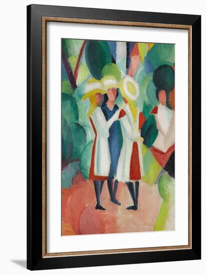 Three Girls in Yellow Straw Hats I-Auguste Macke-Framed Giclee Print