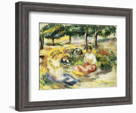 Three Girls Sitting on the Grass; Trois Jeunes Filles Assises Sur L'Herbe, 1896-1897-Pierre-Auguste Renoir-Framed Giclee Print