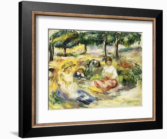 Three Girls Sitting on the Grass; Trois Jeunes Filles Assises Sur L'Herbe, 1896-1897-Pierre-Auguste Renoir-Framed Giclee Print