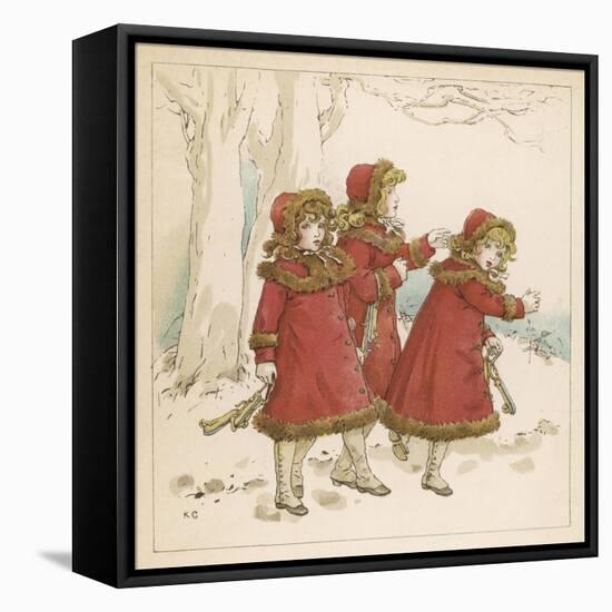 Three Girls Skating 1900-Kate Greenaway-Framed Stretched Canvas