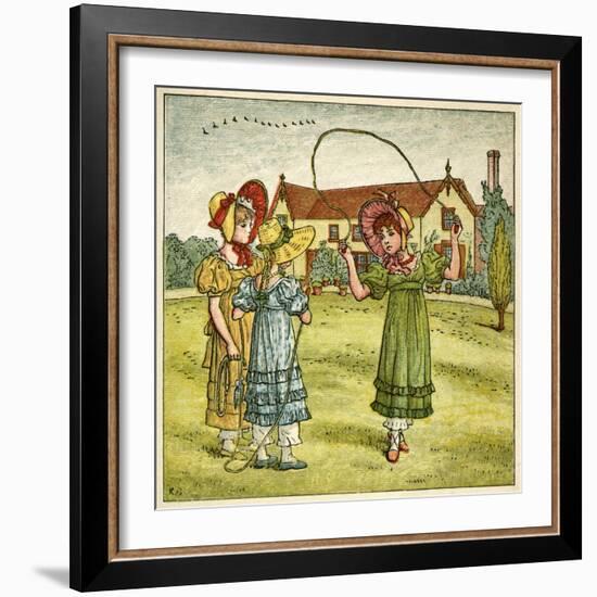 Three Girls with Skipping Ropes-Kate Greenaway-Framed Art Print