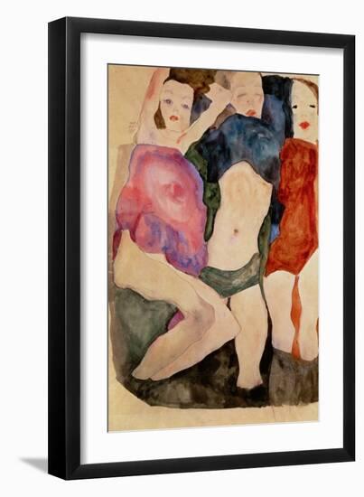 Three Girls-Egon Schiele-Framed Giclee Print
