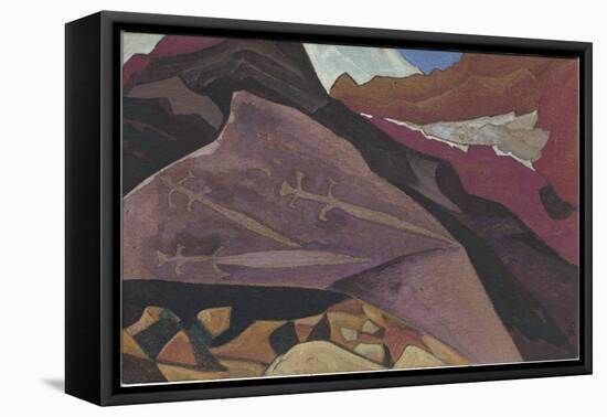 Three Glaives, Images on Rock, Lahul, 1936 (Tempera on Cardboard)-Nicholas Roerich-Framed Premier Image Canvas