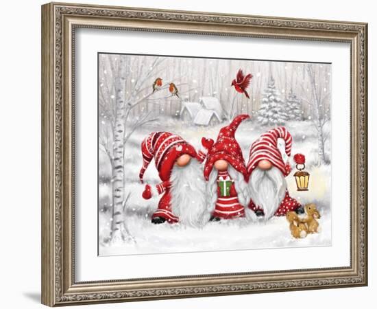 Three Gnomes in Wood-MAKIKO-Framed Giclee Print