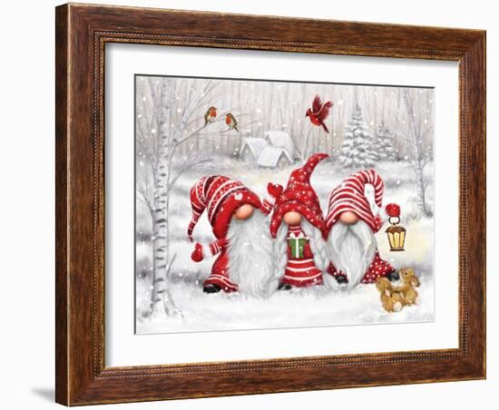 Three Gnomes in Wood-MAKIKO-Framed Giclee Print