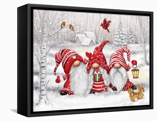 Three Gnomes in Wood-MAKIKO-Framed Premier Image Canvas