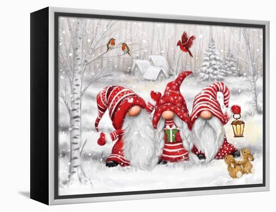 Three Gnomes in Wood-MAKIKO-Framed Premier Image Canvas