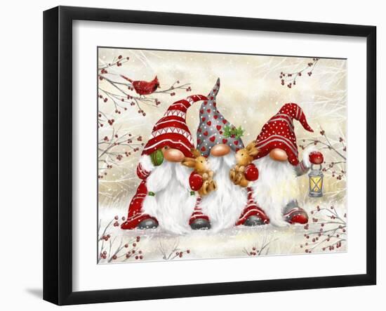 Three Gnomes with Rabbits-MAKIKO-Framed Giclee Print