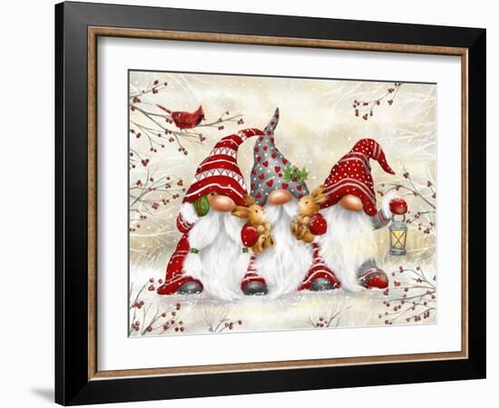 Three Gnomes with Rabbits-MAKIKO-Framed Giclee Print