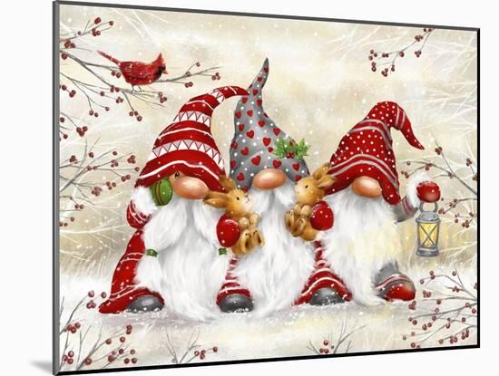 Three Gnomes with Rabbits-MAKIKO-Mounted Giclee Print