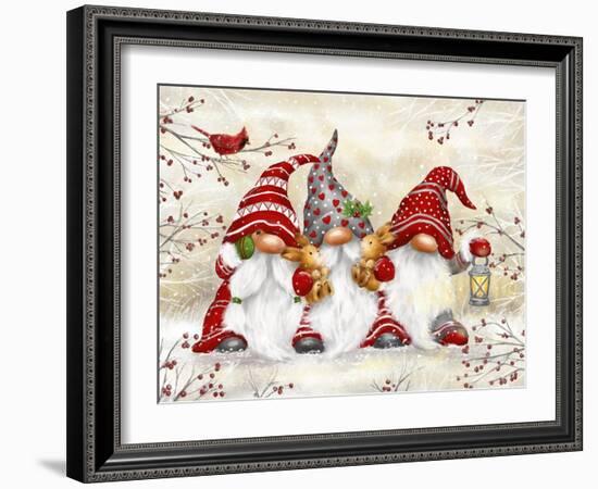 Three Gnomes with Rabbits-MAKIKO-Framed Giclee Print