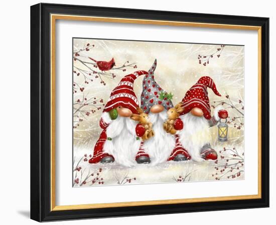 Three Gnomes with Rabbits-MAKIKO-Framed Giclee Print