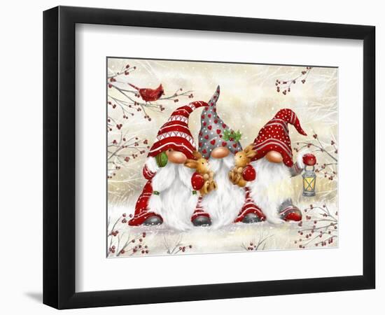 Three Gnomes with Rabbits-MAKIKO-Framed Giclee Print