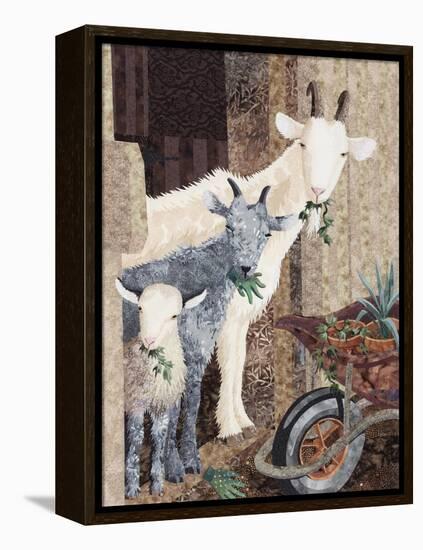 Three Goats and a Wheelbarrow-Kestrel Michaud-Framed Premier Image Canvas