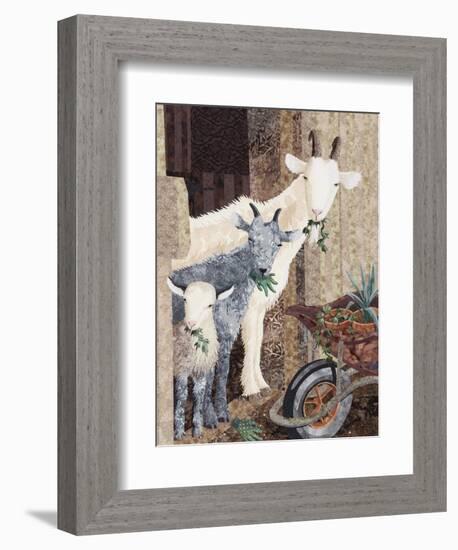 Three Goats and a Wheelbarrow-Kestrel Michaud-Framed Premium Giclee Print