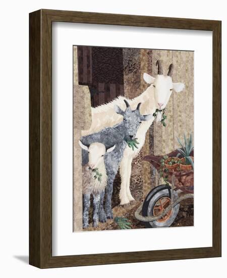 Three Goats and a Wheelbarrow-Kestrel Michaud-Framed Premium Giclee Print