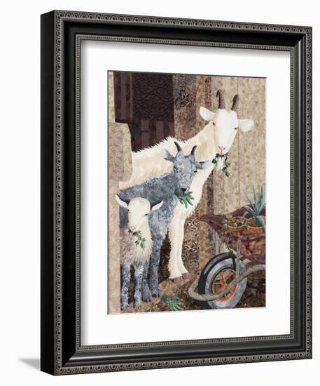 Three Goats and a Wheelbarrow-Kestrel Michaud-Framed Premium Giclee Print