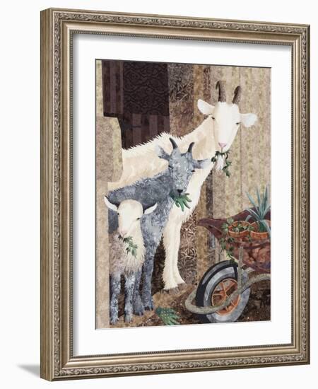 Three Goats and a Wheelbarrow-Kestrel Michaud-Framed Giclee Print