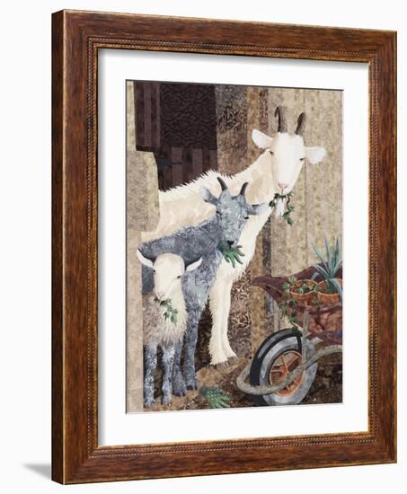 Three Goats and a Wheelbarrow-Kestrel Michaud-Framed Giclee Print