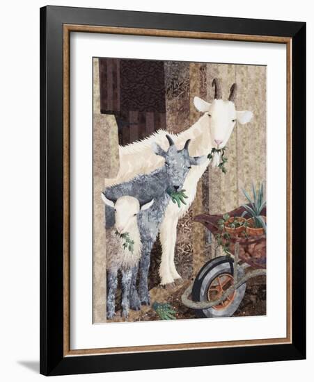 Three Goats and a Wheelbarrow-Kestrel Michaud-Framed Giclee Print