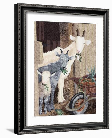 Three Goats and a Wheelbarrow-Kestrel Michaud-Framed Giclee Print