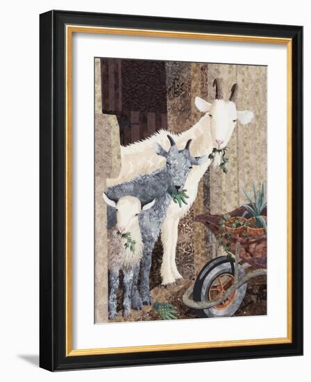 Three Goats and a Wheelbarrow-Kestrel Michaud-Framed Giclee Print
