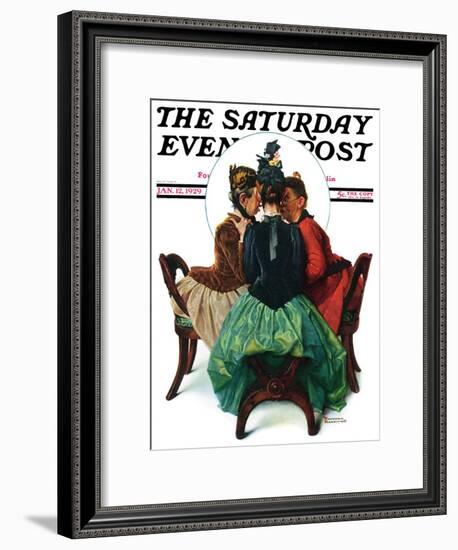 "Three Gossips" Saturday Evening Post Cover, January 12,1929-Norman Rockwell-Framed Giclee Print