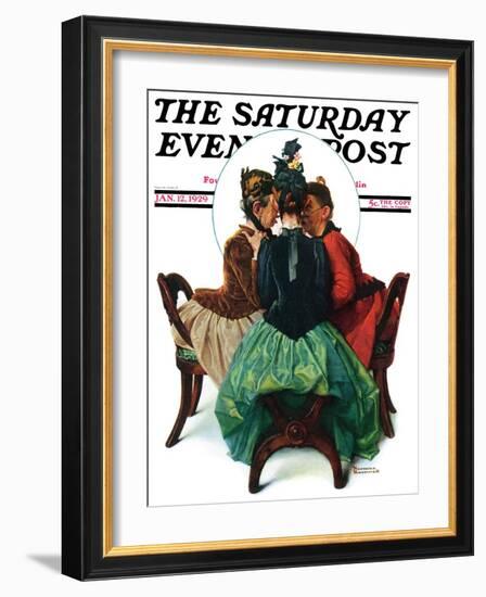 "Three Gossips" Saturday Evening Post Cover, January 12,1929-Norman Rockwell-Framed Giclee Print