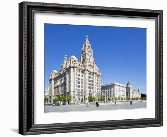 Three Graces Buildings, Pierhead, UNESCO Site, Liverpool, Merseyside, England, UK-Neale Clark-Framed Photographic Print