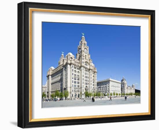 Three Graces Buildings, Pierhead, UNESCO Site, Liverpool, Merseyside, England, UK-Neale Clark-Framed Photographic Print