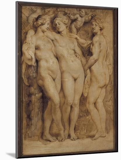 Three Graces ( Monochrome Painting, 1620-1623)-Peter Paul Rubens-Mounted Giclee Print