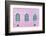 Three Green Arched Windows on Pink Wall-Yongkiet-Framed Photographic Print