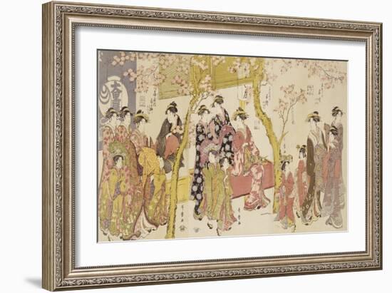 Three Groups of Courtesans with Their Shinzo and Kamuro-Kitagawa Utamaro-Framed Giclee Print