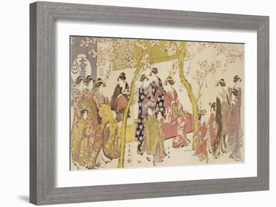 Three Groups of Courtesans with Their Shinzo and Kamuro-Kitagawa Utamaro-Framed Giclee Print