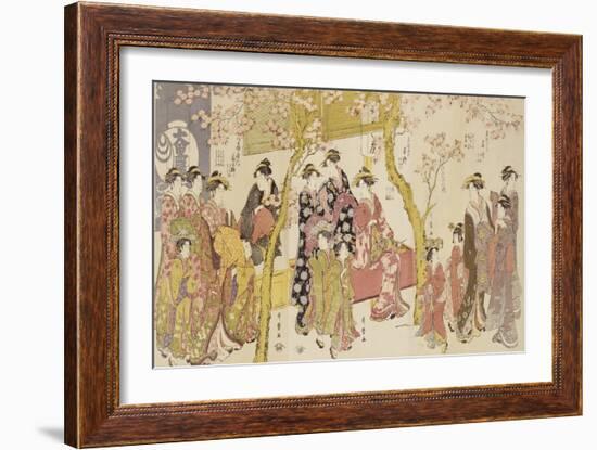 Three Groups of Courtesans with Their Shinzo and Kamuro-Kitagawa Utamaro-Framed Giclee Print