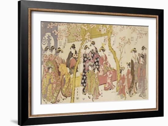 Three Groups of Courtesans with Their Shinzo and Kamuro-Kitagawa Utamaro-Framed Giclee Print