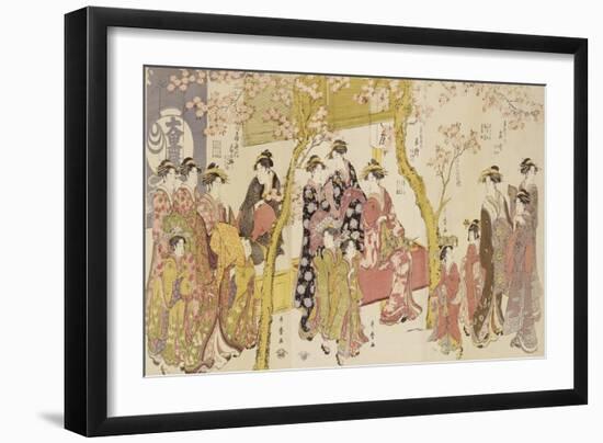 Three Groups of Courtesans with Their Shinzo and Kamuro-Kitagawa Utamaro-Framed Giclee Print