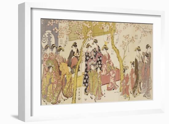 Three Groups of Courtesans with Their Shinzo and Kamuro-Kitagawa Utamaro-Framed Giclee Print