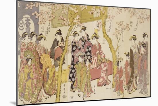 Three Groups of Courtesans with Their Shinzo and Kamuro-Kitagawa Utamaro-Mounted Giclee Print