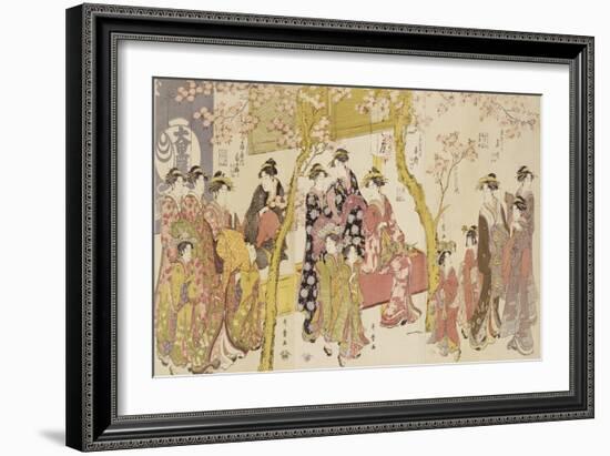 Three Groups of Courtesans with Their Shinzo and Kamuro-Kitagawa Utamaro-Framed Giclee Print